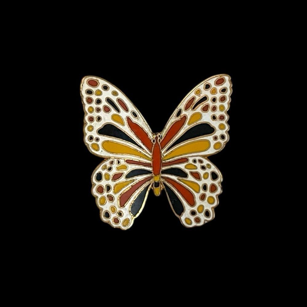 Vintage Aviva Gold Enamel Butterfly Brooch